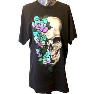 DOM skull‎ dia de Los muertos dead black cotton t-shirt Large New
